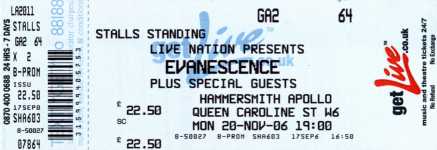 Evanescence ticket