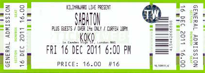 Sabaton ticket