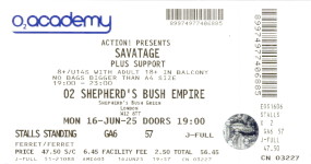 Savatage ticket