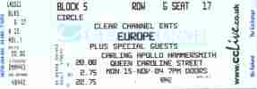 Europe ticket